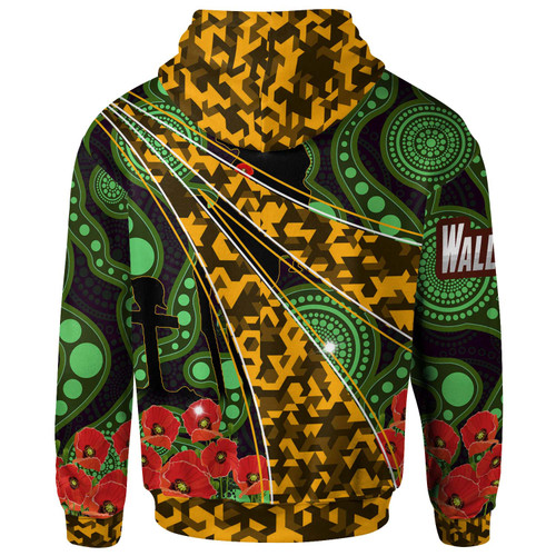 Wallabies Rugby Hoodie - Custom Anzac Wallabies Kangaroo with Aboriginal Inspired Patterns Hoodie Wallabies Rugby Hoodie - Custom Anzac Wallabies Kangaroo with Aboriginal Inspired Patterns Hoodie