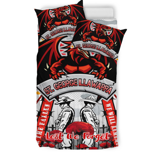 Illawarra and St George Anzac Day Watercolour Custom Bedding Set - Remembrance Illawarra and St George With Poppy Flower Illawarra and St George Anzac Day Watercolour Custom Bedding Set - Remembrance Illawarra and St George With Poppy Flower