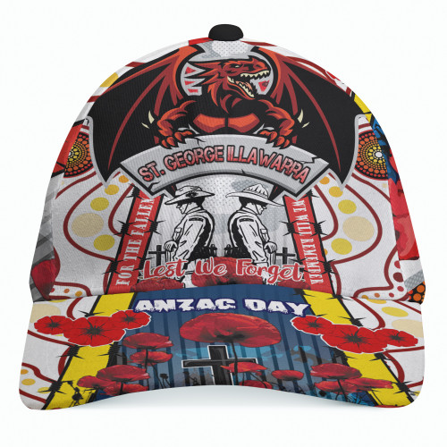 Illawarra and St George Anzac Day Watercolour Custom Cap - Remembrance Illawarra and St George With Poppy Flower