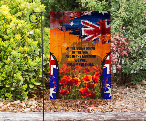 Australia Anzac Day Flag - We Will Remember Them Anzac Quotes Poppy Flower Flag