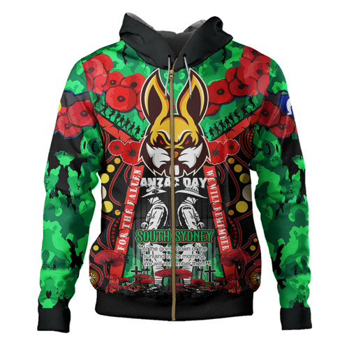 South Sydney Rabbitohs Anzac Watercolour Hoodie - Custom Remembrance Souths With Aboriginal Inspired Poppy Flower South Sydney Rabbitohs Anzac Watercolour Hoodie - Custom Remembrance Souths With Aboriginal Inspired Poppy Flower