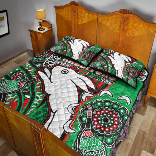 Australia South Sydney Rabbitohs Custom Quilt Bed Set - Indigenous Dreaming Souths "Live A Red Green Life" Australia South Sydney Rabbitohs Custom Quilt Bed Set - Indigenous Dreaming Souths "Live A Red Green Life"