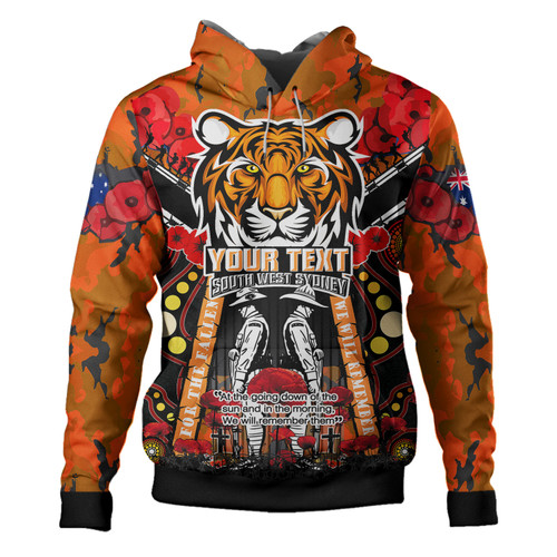 Wests Tigers Anzac Custom Hoodie - Remembrance Wests Tigers Anzac Day With Poppy Flower Wests Tigers Anzac Custom Hoodie - Remembrance Wests Tigers Anzac Day With Poppy Flower