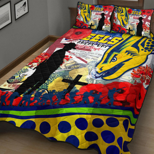 Parramatta Eels Anzac Day Lest We Forget Custom Quilt Bed Set - Remembrance Parramatta Eels With Anzac Poppy Watercolour Style Parramatta Eels Anzac Day Lest We Forget Custom Quilt Bed Set - Remembrance Parramatta Eels With Anzac Poppy Watercolour Style