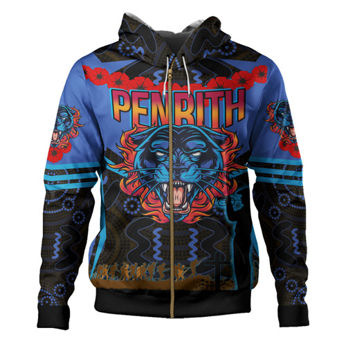 Penrith Panthers Hoodie - Anzac Angry Panther Mascot Style Hoodie Penrith Panthers Hoodie - Anzac Angry Panther Mascot Style Hoodie