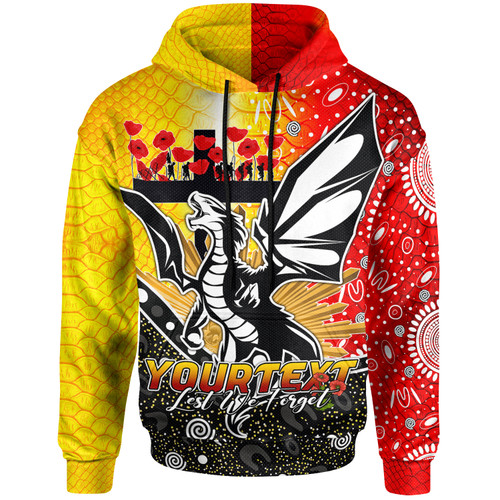 Australia Illawarra and St George Custom Hoodie - Anzac Day Dragons With Poppy Flower Australia Illawarra and St George Custom Hoodie - Anzac Day Dragons With Poppy Flower