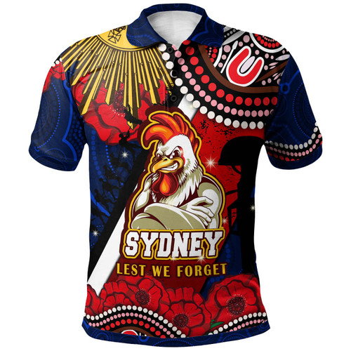 Australia Sydney Anzac Custom Polo Shirt - Anzac Day Sydney Aboriginal Inspired Polo Shirt