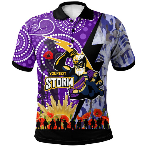 Melbourne Storm Polo Shirt - Custom Anzac Remembrance Melbourne Storm Aboriginal Inspired Patterns Polo Shirt Melbourne Storm Polo Shirt - Custom Anzac Remembrance Melbourne Storm Aboriginal Inspired Patterns Polo Shirt