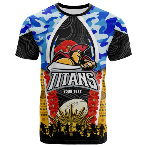 Gold Coast Titans T-Shirt - Custom Anzac Gold Coast Titans Aboriginal Inspired Pattern T-Shirt Gold Coast Titans T-Shirt - Custom Anzac Gold Coast Titans Aboriginal Inspired Pattern T-Shirt