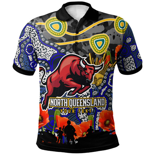 North Queensland Cowboys Custom Polo Shirt - Anzac Day North Queensland Cowboys Aboriginal Inspired Culture Polo Shirt North Queensland Cowboys Custom Polo Shirt - Anzac Day North Queensland Cowboys Aboriginal Inspired Culture Polo Shirt