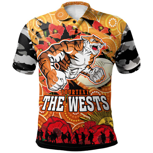 Wests Tigers Anzac Polo Shirt - Custom Anzac Aboriginal Inspired with Poppy Flower Polo Shirt