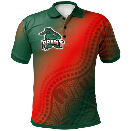 Rabbitohs Rugby Polo Shirt - Custom Rabbit Sport With Aboriginal Patterns Polo Shirt