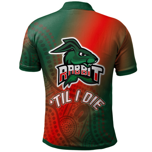 Rabbitohs Rugby Polo Shirt - Custom Rabbit Sport With Aboriginal Patterns Polo Shirt 2 Rabbitohs Rugby Polo Shirt - Custom Rabbit Sport With Aboriginal Patterns Polo Shirt 2