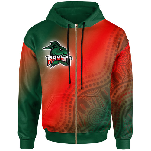 Rabbitohs Rugby hoodie  - Custom Rabbit Sport With Aboriginal Patterns Hoodie 1 Rabbitohs Rugby hoodie  - Custom Rabbit Sport With Aboriginal Patterns Hoodie 1