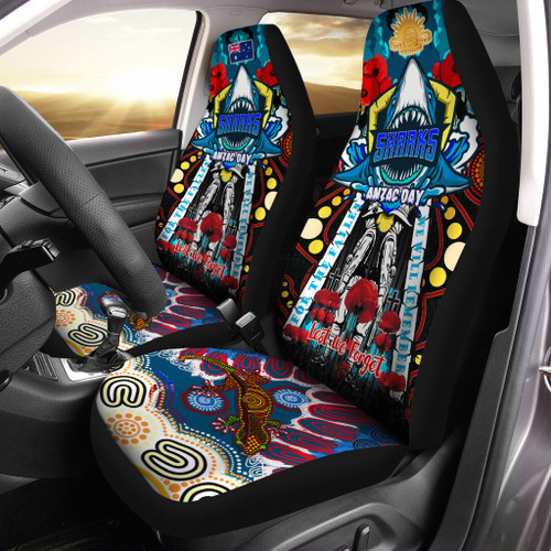 Cronulla Anzac Day Watercolour Custom Car Seat Covers - Remembrance Cronulla With Poppy Flower