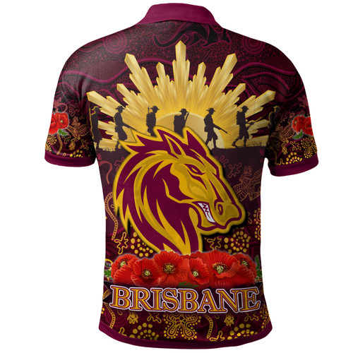 Brisbane Broncos Polo Shirt - Anzac Broncos Animals In Aboriginal 