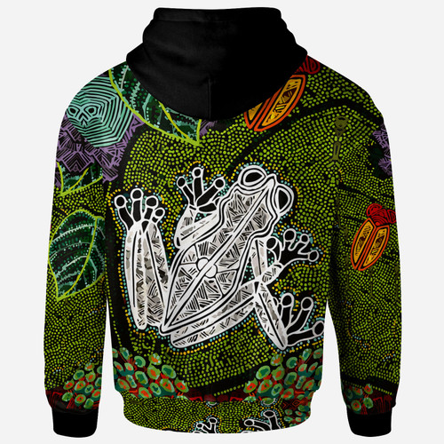 Australia Aboriginal Custom Hoodie - Indigenous Watercolor Dot Art Frog Australia Aboriginal Custom Hoodie - Indigenous Watercolor Dot Art Frog