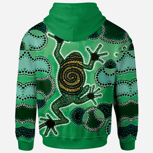 Australia Aboriginal Hoodie - Indigenous Green Frog Watercolor Dot Art Painting Australia Aboriginal Hoodie - Indigenous Green Frog Watercolor Dot Art Painting