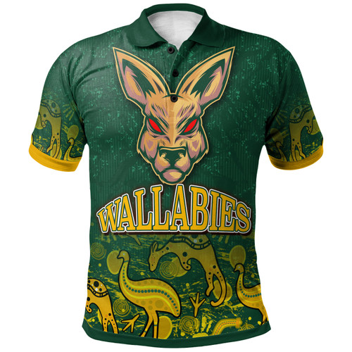 Wallabies Rugby Polo Shirt - Custom Wallabies Aboriginal With Animals Polo Shirt