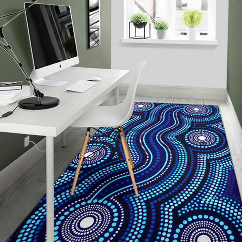 Australia Aboriginal Area Rug - Dot art aboriginal blue background Australia Aboriginal Area Rug - Dot art aboriginal blue background