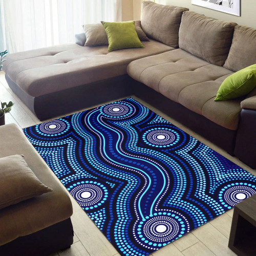 Australia Aboriginal Area Rug - Dot art aboriginal blue background Australia Aboriginal Area Rug - Dot art aboriginal blue background