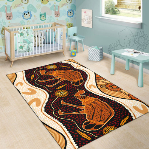 Australia Aboriginal Area Rug - Emu Aboriginal Painting Art Australia Aboriginal Area Rug - Emu Aboriginal Painting Art