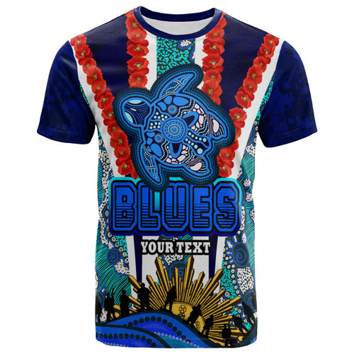 Blues Rugby T-shirt - Custom Anzac Aussie Blues and Aboriginal Inspired Pattern T-shirt Blues Rugby T-shirt - Custom Anzac Aussie Blues and Aboriginal Inspired Pattern T-shirt