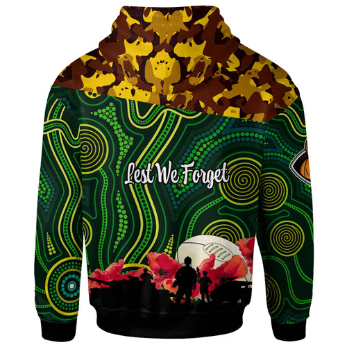 Wallaroos Rugby Hoodie - Anzac Day Wallaroos with Aboriginal Inspired Pattern Hoodie Wallaroos Rugby Hoodie - Anzac Day Wallaroos with Aboriginal Inspired Pattern Hoodie