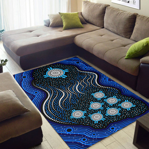 Australia Aboriginal Area Rug - Aboriginal background dreaming blue Australia Aboriginal Area Rug - Aboriginal background dreaming blue