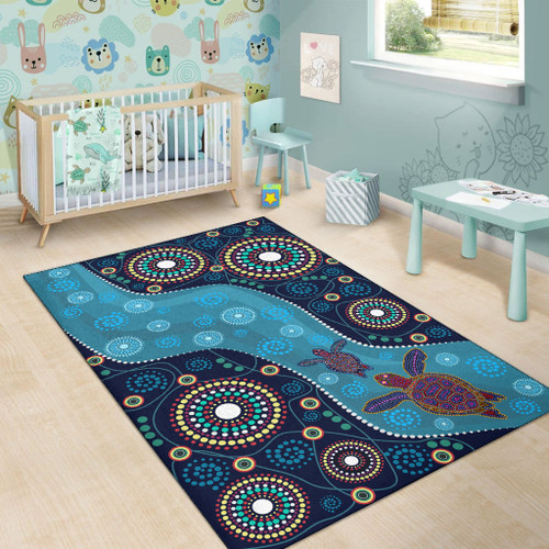Australia Aboriginal Area Rug - Australia culture art with river and tortoise