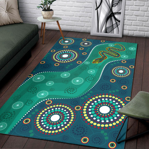 Australia Aboriginal Area Rug - Australia culture art with river and serpent