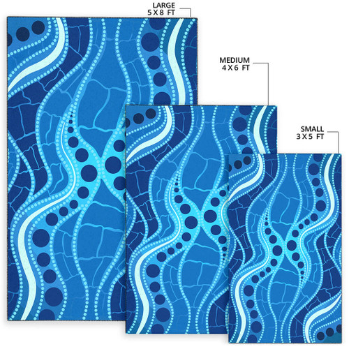 Australia Aboriginal Area Rug - Aboriginal dot art painting Blue River concept Australia Aboriginal Area Rug - Aboriginal dot art painting Blue River concept