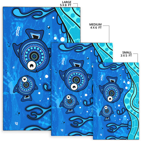 Australia Aboriginal Area Rug - Aboriginal dot art painting with fish underwater concept Australia Aboriginal Area Rug - Aboriginal dot art painting with fish underwater concept
