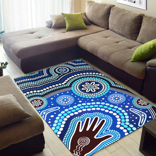 Australia Aboriginal Area Rug - Aboriginal dot art handprint background Australia Aboriginal Area Rug - Aboriginal dot art handprint background