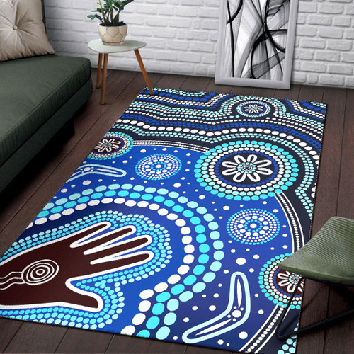 Australia Aboriginal Area Rug - Aboriginal dot art handprint background Australia Aboriginal Area Rug - Aboriginal dot art handprint background