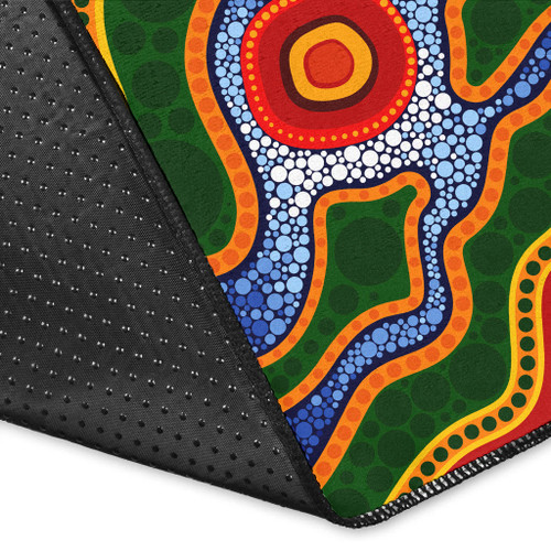 Australia Aboriginal Area Rug - Aboriginal dot art vector background with river Australia Aboriginal Area Rug - Aboriginal dot art vector background with river