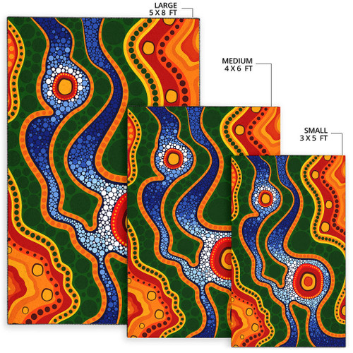 Australia Aboriginal Area Rug - Aboriginal dot art vector background with river Australia Aboriginal Area Rug - Aboriginal dot art vector background with river