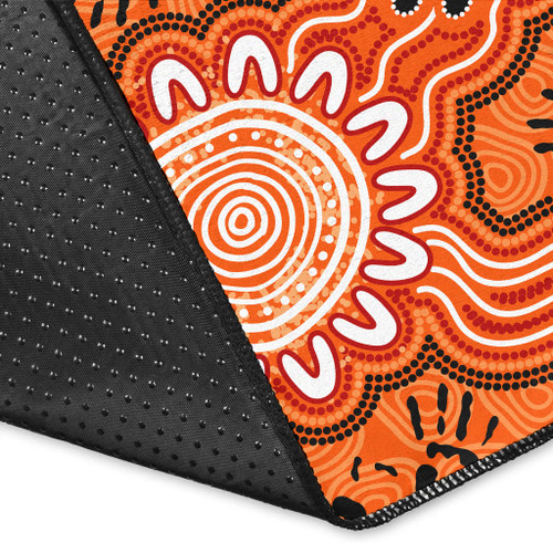 Australia Aboriginal Area Rug - Hand print aboriginal connection art