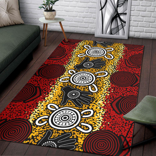 Australia Aboriginal Area Rug - Aboriginal hand print artwork Australia Aboriginal Area Rug - Aboriginal hand print artwork