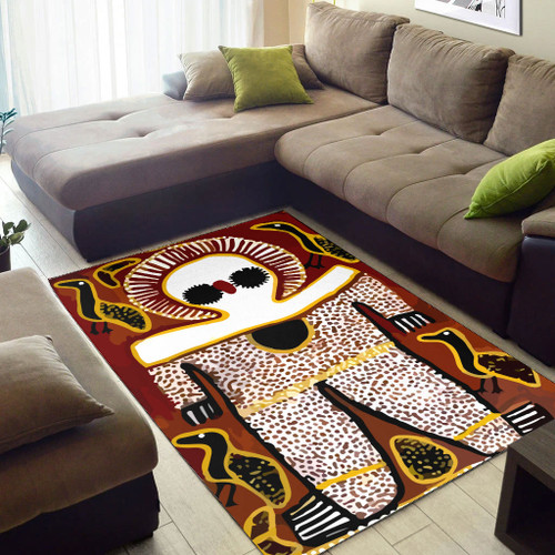 Australia Aboriginal Area Rug - Aboriginal Wandjina Spirit Watercolor Painting