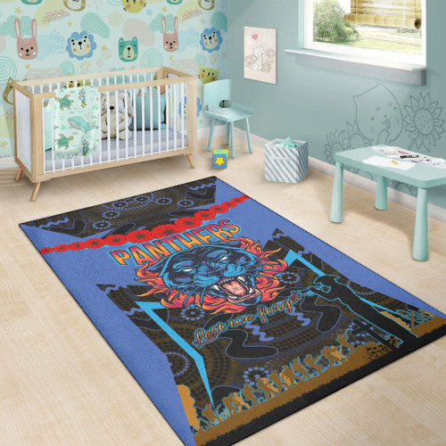 Panthers Rugby Area Rug - Custom Anzac Angry Panther Style Area Rug