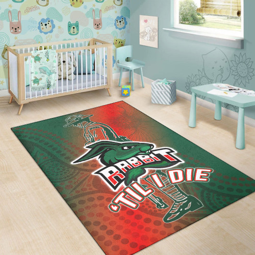 Souths Area Rug - Custom Anzac Rabbit Sport With Patterns Area Rug 1