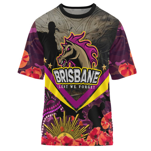 Brisbane Broncos Anzac Custom T-shirt - Remembrance Anzac Day Broncos T-shirt