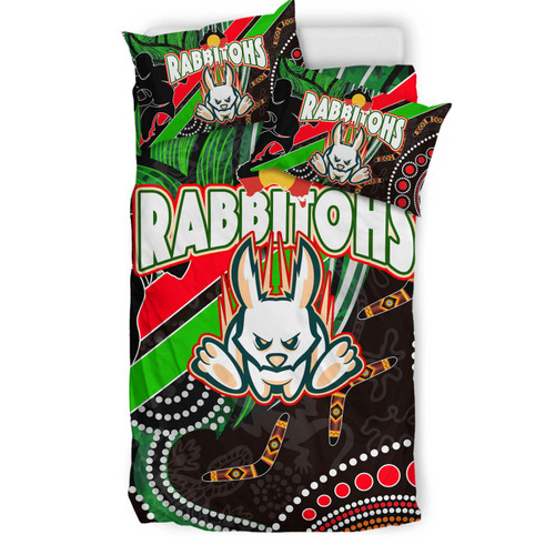 Australia Rabbitohs Anzac Aboriginal Inspired Bedding Set - Australia Rabbitohs Remembrance Day with Poppy Flower Bedding Set Australia Rabbitohs Anzac Aboriginal Inspired Bedding Set - Australia Rabbitohs Remembrance Day with Poppy Flower Bedding Set