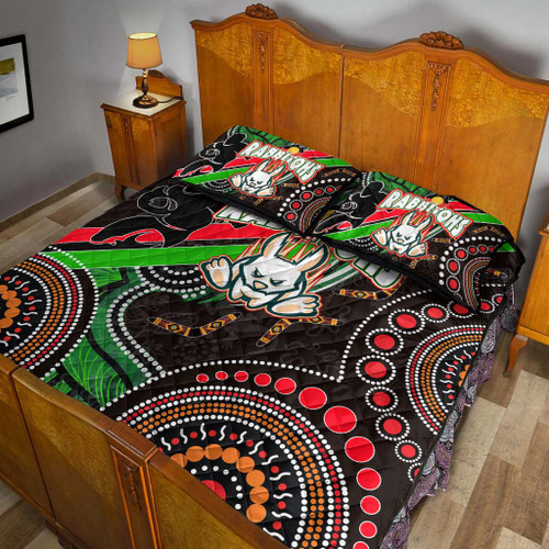Australia Rabbitohs Anzac Aboriginal Inspired Quilt Bed Set - Australia Rabbitohs Remembrance Day with Poppy Flower Quilt Bed Set Australia Rabbitohs Anzac Aboriginal Inspired Quilt Bed Set - Australia Rabbitohs Remembrance Day with Poppy Flower Quilt Bed Set