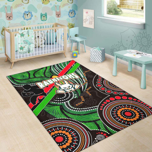 Australia Rabbitohs Anzac Aboriginal Inspired Rug - Australia Rabbitohs Remembrance Day with Poppy Flower Rug Australia Rabbitohs Anzac Aboriginal Inspired Rug - Australia Rabbitohs Remembrance Day with Poppy Flower Rug