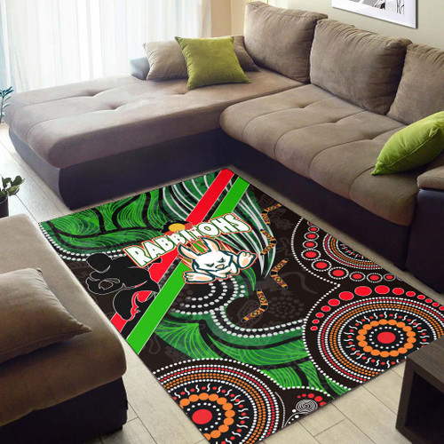 Australia Rabbitohs Anzac Aboriginal Inspired Rug - Australia Rabbitohs Remembrance Day with Poppy Flower Rug Australia Rabbitohs Anzac Aboriginal Inspired Rug - Australia Rabbitohs Remembrance Day with Poppy Flower Rug