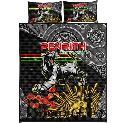 Penrith Panthers Anzac Quilt Bed Set - Penrith Panthers with Poppy Flower Art Quilt Bed Set Penrith Panthers Anzac Quilt Bed Set - Penrith Panthers with Poppy Flower Art Quilt Bed Set