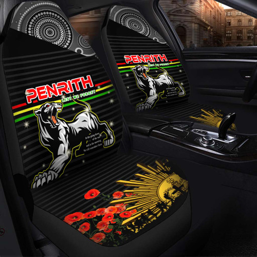 Penrith Panthers Anzac Car Seat Cover - Penrith Panthers with Poppy Flower Art Car Seat Cover Penrith Panthers Anzac Car Seat Cover - Penrith Panthers with Poppy Flower Art Car Seat Cover