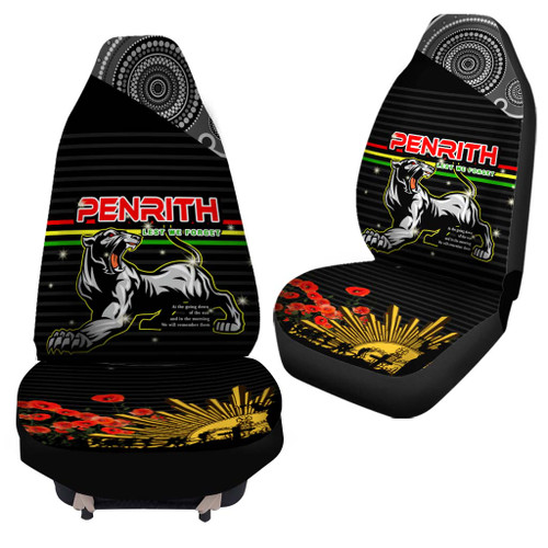 Penrith Panthers Anzac Car Seat Cover - Penrith Panthers with Poppy Flower Art Car Seat Cover Penrith Panthers Anzac Car Seat Cover - Penrith Panthers with Poppy Flower Art Car Seat Cover